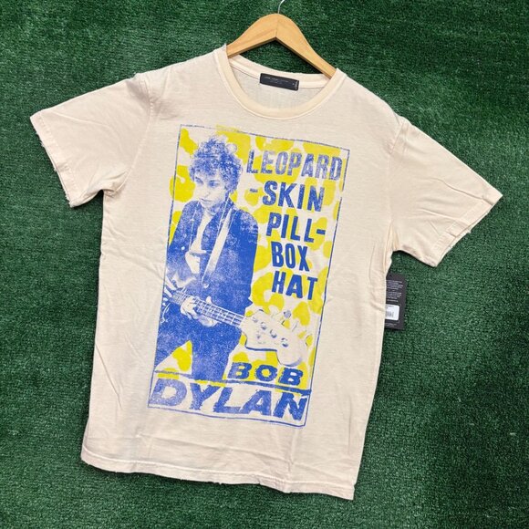 Bob Dylan Leopard-Skin Pill-Box Hat Rock T-Shirt Size Medium - Picture 3 of 4